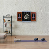 Geneva Bristle Dartboard and Cabinet Set with LED Lighting - Walnut Finish