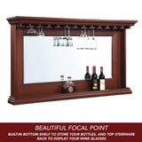 Seville 62-in Hardwood Back Bar Mirror - Mahogany Finish