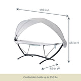 Sea Breeze Luxury Steel Frame Lounger With Canopy - Champagne