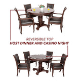 Bridgeport 48-in Poker Table and Dining Top with 4 Arm Chairs - Walnut Finish
