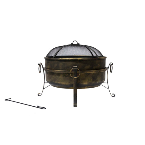 24" All-Weather Outdoor Laguna Steel Cauldron Fire Pit - Black and Bronze