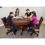 Kingston 48-in Poker Table Combo Set with 4 Arm Chairs - Walnut Finish