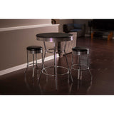 Remington 30-in Chrome Pub Table with Stools - 3 Piece Set - Black