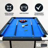 Fairmont 6-ft Portable Pool Table - Black with Blue Felt