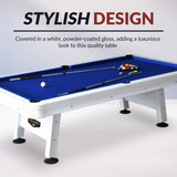 Alpine 8-ft Outdoor Pool Table - White with Blue Felt