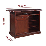 Ridgeline 60-in Hardwood Home Bar with Storage - Mahogany Finish