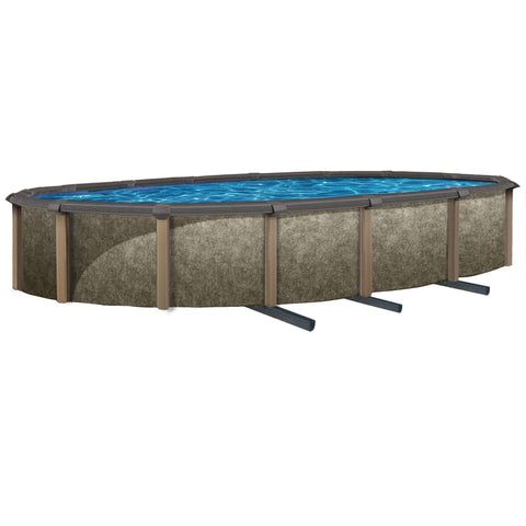 Riviera Oval 54-in Deep Steel Wall Hybrid Above Ground Pool w/ 8-in Top Rail