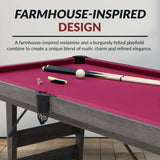 Pendleton 6-ft Portable Pool Table -  Driftwood Finish with Burgundy Felt