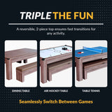 Driftwood 7-ft Air Hockey Table Combo Set with Benches