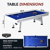 Alpine 8-ft Outdoor Pool Table - White with Blue Felt