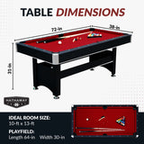 Spartan 6-ft Pool Table with Table Tennis Top - Black with Red Felt