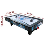 Crossfire 42-in Table Top Air Hockey Game with Over-The-Door Basketball Hoop