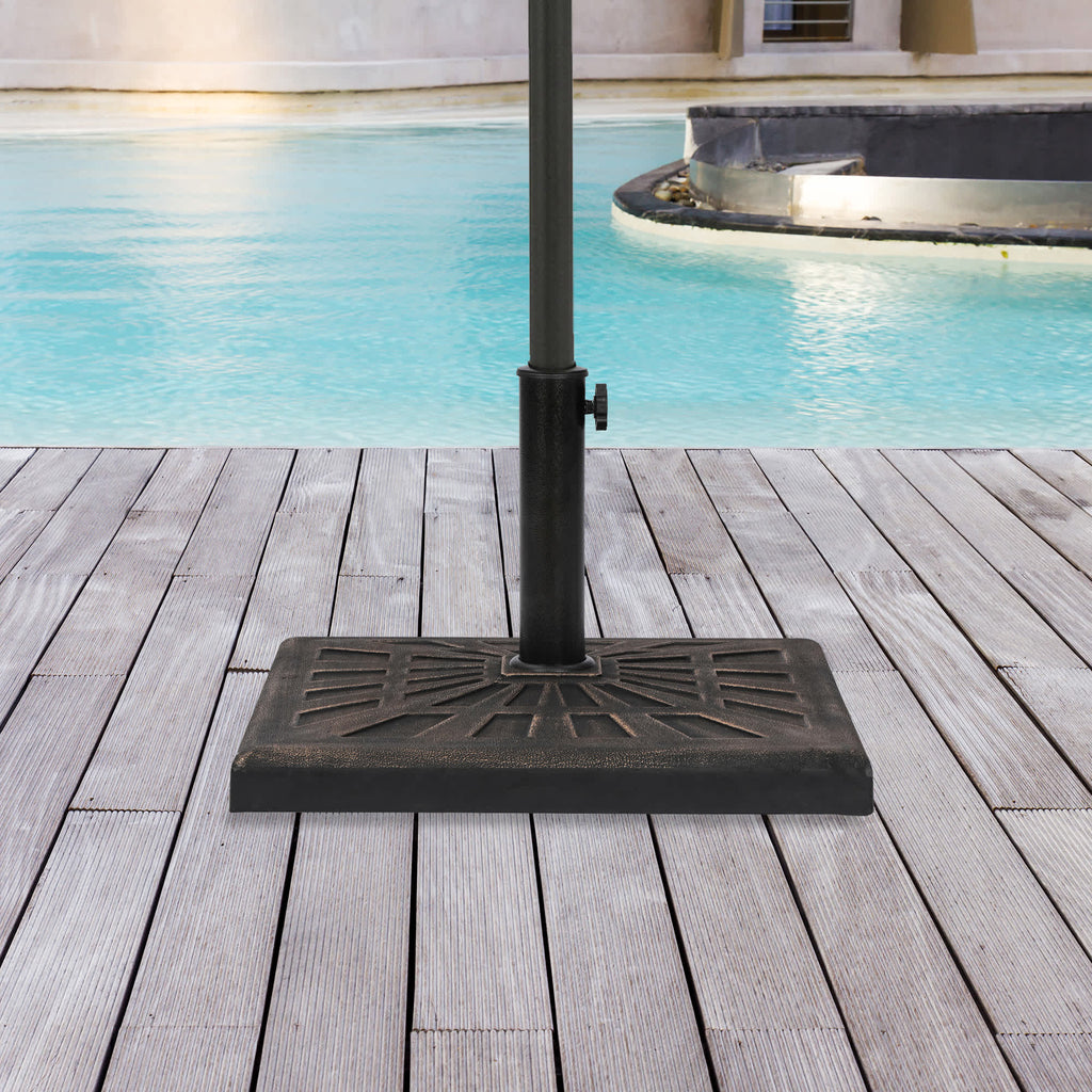 hampton bay 42 lb rust-resistant patio umbrella base in black 42-lb All-Weather Outdoor Square Resin Umbrella Base