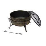 24" All-Weather Outdoor Laguna Steel Cauldron Fire Pit - Black and Bronze