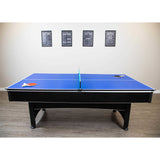 Maverick 7-ft Pool Table with Table Tennis Top - Black with Red Felt