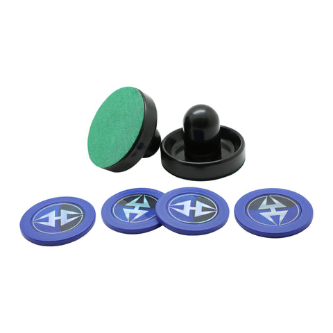 Air Hockey 3.75-in Strikers and 2.87-in Pucks - Black and Blue