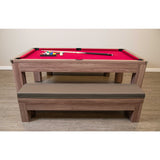 Newport 7-ft Pool Table Combo Set with Benches - Light Oak with Red Felt