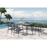 Bali 7-Piece Contemporary Outdoor Patio Dining Set - Slate Grey