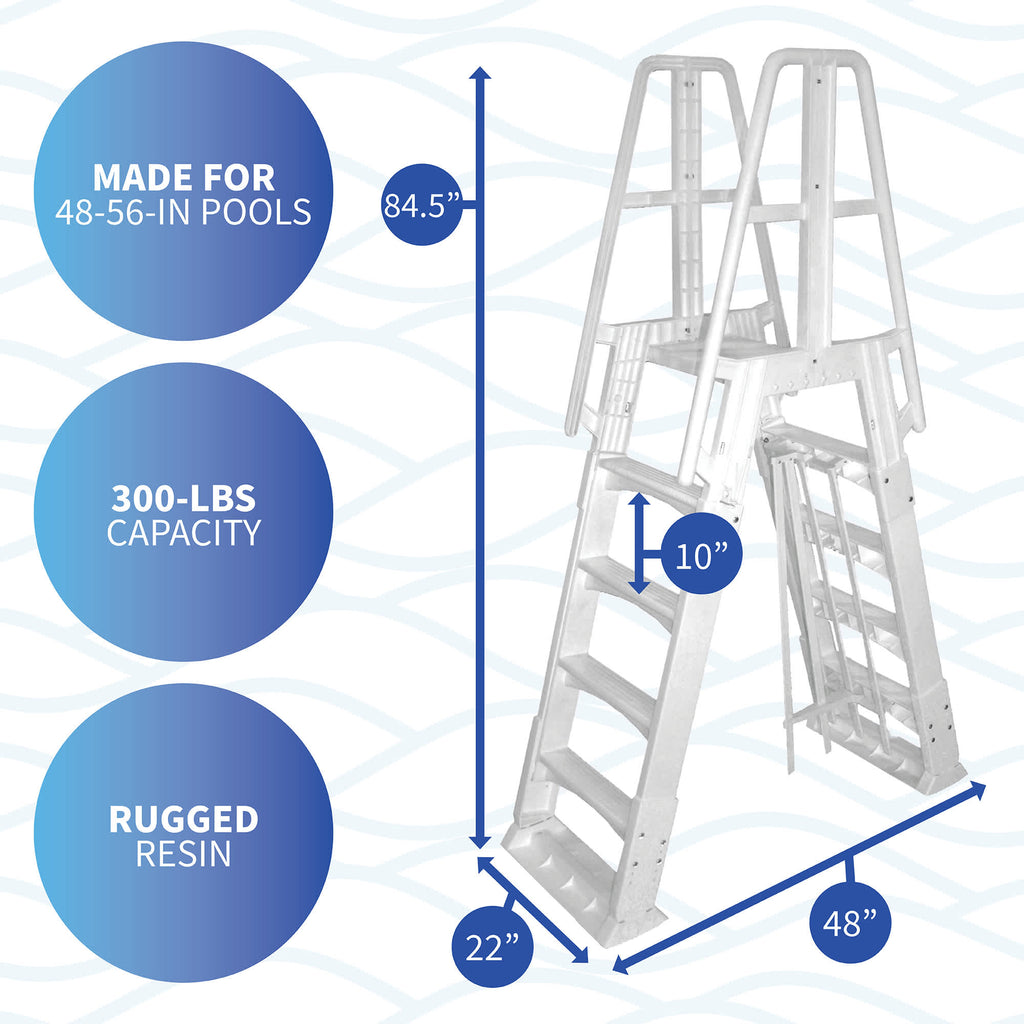 Premium A-Frame Above Ground Pool Ladder - White – Blue Wave Products