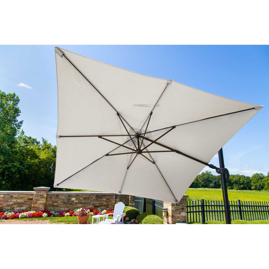 blue wave santorini ii offset patio umbrella Santorini Fiesta 10-ft Square Cantilever Umbrella with Solar Lights in – Blue Wave Products