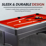 Maverick 7-ft Pool Table with Table Tennis Top - Black with Red Felt