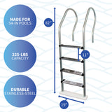 Premium Stainless Steel Reverse Bend In-Pool Ladder for Above Ground Pools