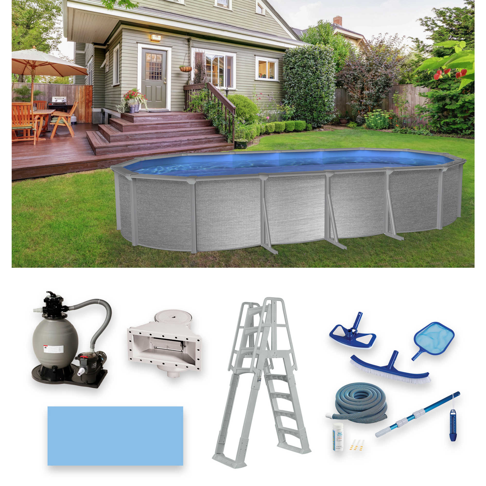 Montauk Oval Pool Package - 52-in Deep – Blue Wave Products