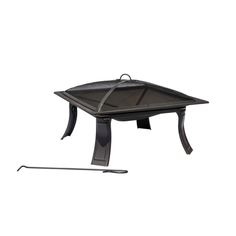 26" All-Weather Outdoor Riverside Square Fire Pit - Black