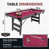 Pendleton 6-ft Portable Pool Table -  Driftwood Finish with Burgundy Felt