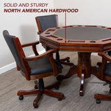 Kingston 48-in Poker Table Combo Set with 4 Arm Chairs - Walnut Finish