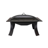 26" All-Weather Outdoor Riverside Square Fire Pit - Black