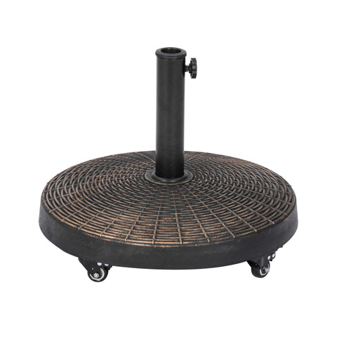 50-lb All-Weather Outdoor Resin Umbrella Base with Wheels - Bronze