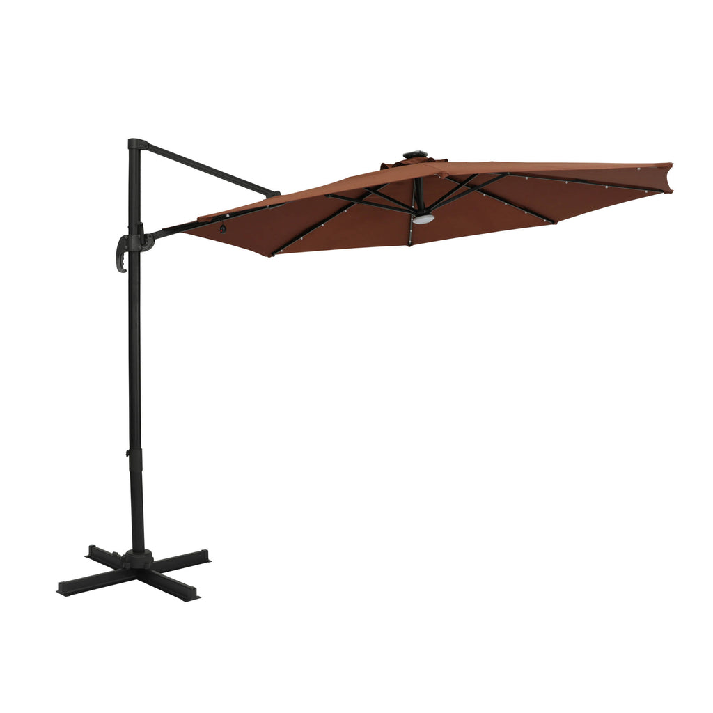 Santiago II 10-ft Octagon Cantilever Umbrella with LED Lights Santiago II 10-ft Octagon Cantilever Umbrella with LED Lights