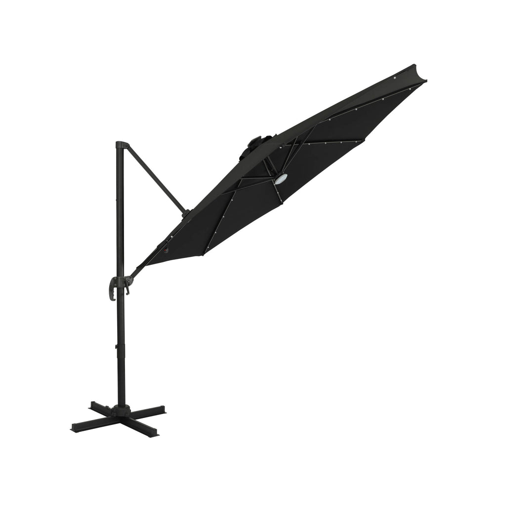 10ft octagonal cantilever patio umbrella with wind vent Santiago II 10-ft Octagon Cantilever Umbrella with LED Lights