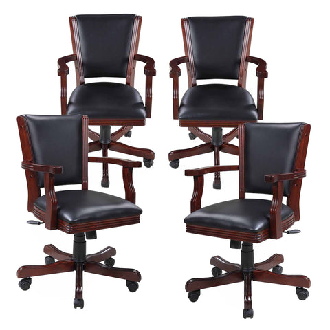 Kingston 48-in Poker Table 4 Arm Chairs (Chairs Only) - Walnut Finish