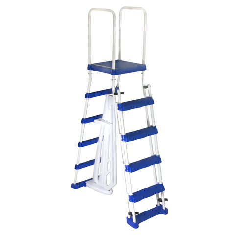 52-in A-Frame Ladder w/ Safety Barrier and Removable Steps for Above Ground Pools