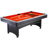 Maverick 7-ft Pool Table with Table Tennis Top - Black with Red Felt