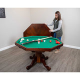 Kingston 48-in Poker Table Combo Set with 4 Arm Chairs - Walnut Finish